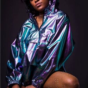 (S) urban outfitters neon iridescent windbreaker